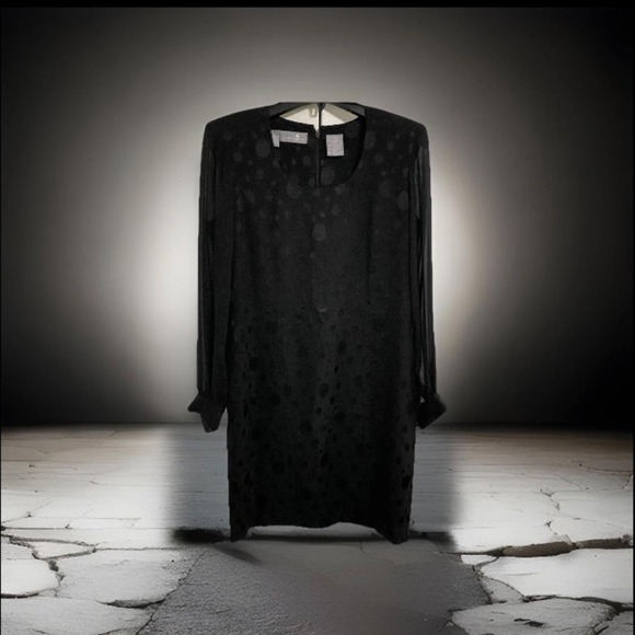 The Unbranded Brand Dresses & Skirts - Liz Claiborne  Black‎ Polka Dotted Sheer Sleeve Dress Size 10